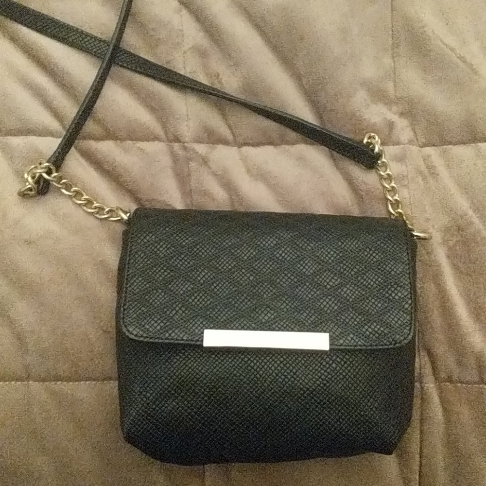 NWOT black leather cross body bag